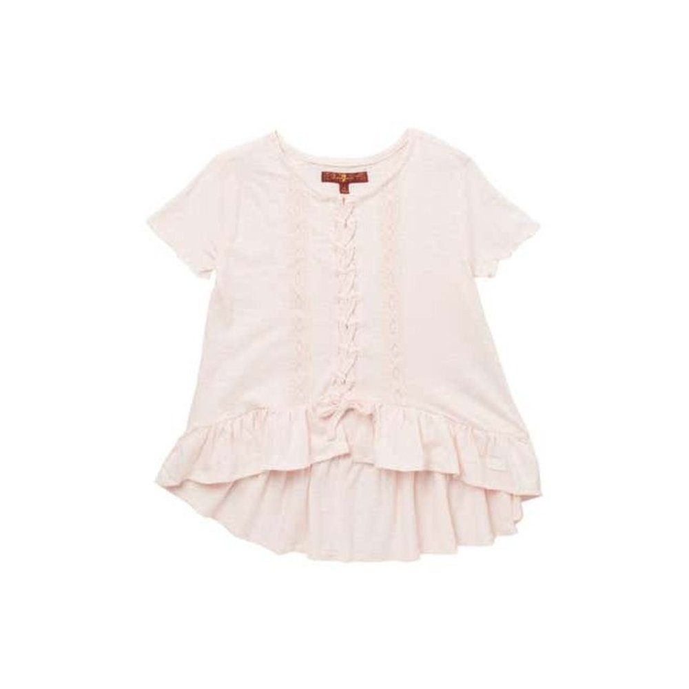 7 For All Mankind Lace Up Slub T Shirt Girls Size Large (12-14) Crystal Pink